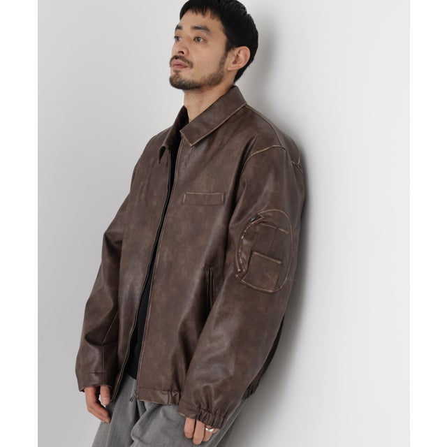 「SURPLUS」フェイクレザーフライトジャケット （D.ブラウン2）