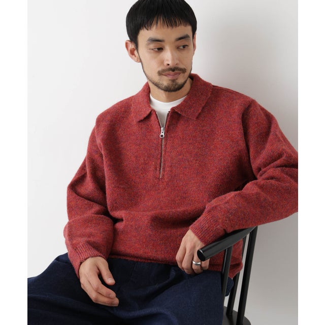 ファンシーヤーンハーフZIPニット 長袖 （パターン1）