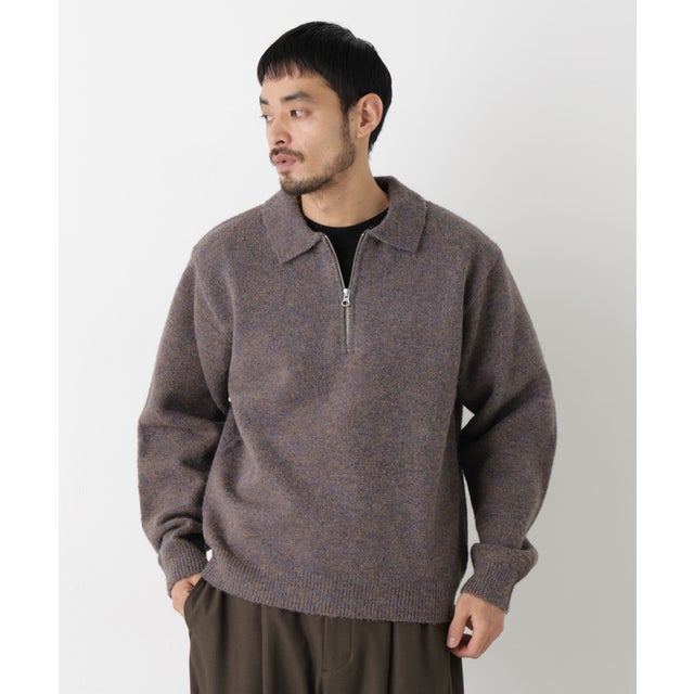 ファンシーヤーンハーフZIPニット 長袖 （パターン21）