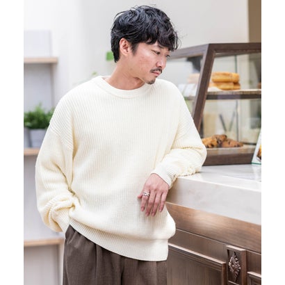 ナノ・ユニバース NANO universe ワイドフィット畔編クルーネックニット ◇ （グリーン）｜詳細画像