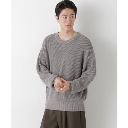 ナノ・ユニバース NANO universe ワイドフィット畔編クルーネックニット ◇ （ブラウン）｜詳細画像