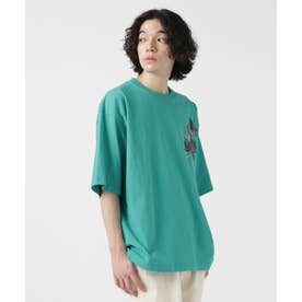 LB.04/フラワープリント刺繍Tシャツ ブルーグリーン2