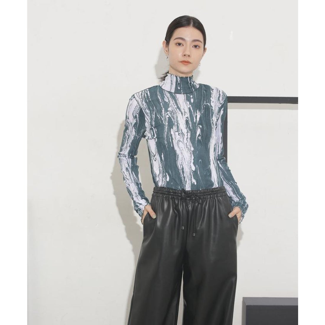 ナノ・ユニバース NANO universe HAKUJI/Print sheer rib H／N PO （D