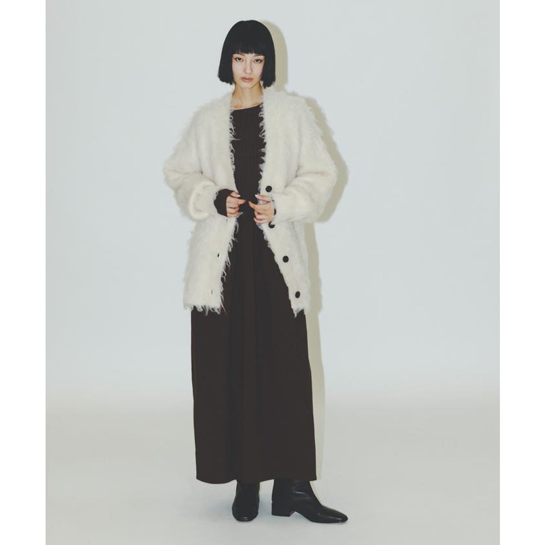 ナノ・ユニバース NANO universe ロングシャギーニットカーディガン 