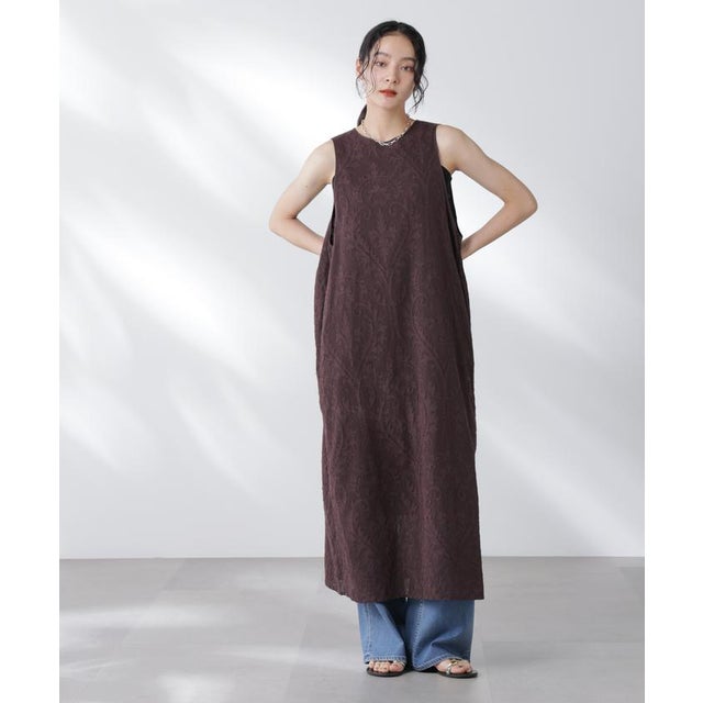 made in india カットワークジャカードワンピース （ブラウン）