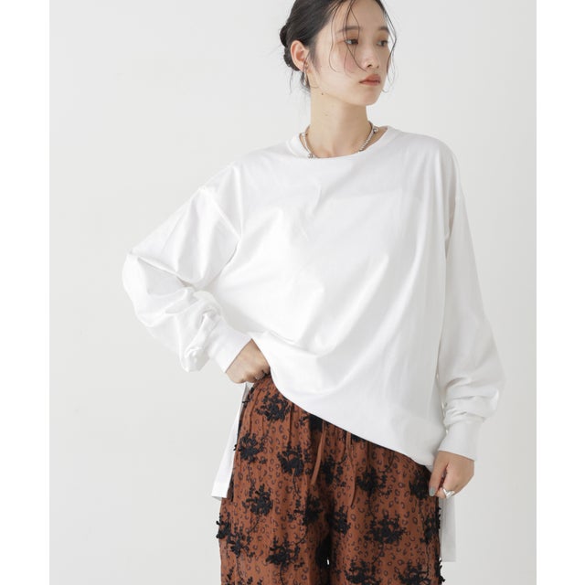 Hanes/1P BEEFY-T for HER ロングスリーブミドルT （ホワイト）