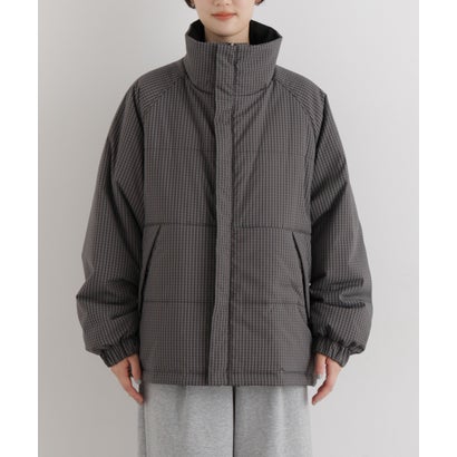 撥水加工 リバーシブルチェック中綿ブルゾン （ベージュ）｜詳細画像