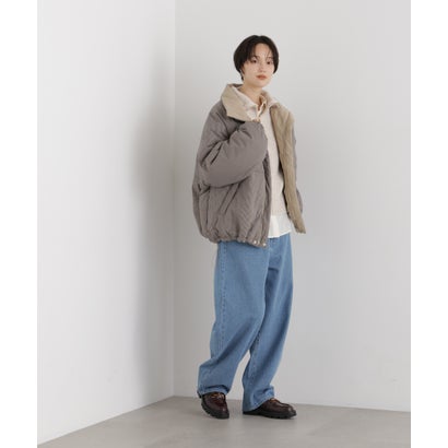 撥水加工 リバーシブルチェック中綿ブルゾン （ベージュ）｜詳細画像