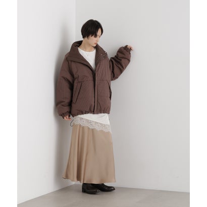 撥水加工 リバーシブルチェック中綿ブルゾン （ベージュ）｜詳細画像