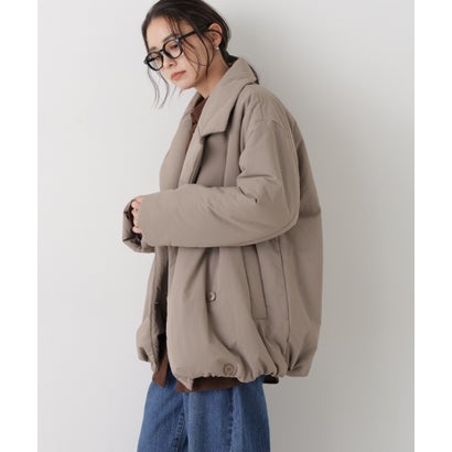 撥水加工ナイロンワッシャー中綿裾ドロストWミドルコート （オフホワイト1）｜詳細画像