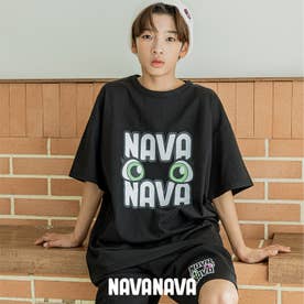 NAVANAVAロゴ 半袖Tシャツクルーネック （ブラック/グリーン）