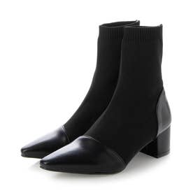 Combination Knit Socks Boots （BLACK）