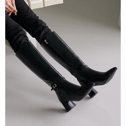 ナチュラルフレックス NATURAL FLEX Point-Buckle Stiletto Long Boots （BLACK）｜詳細画像