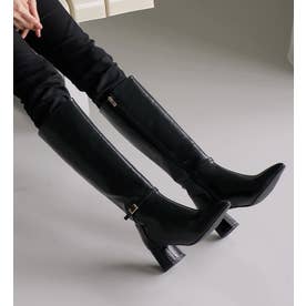 Point-Buckle Stiletto Long Boots （BLACK）