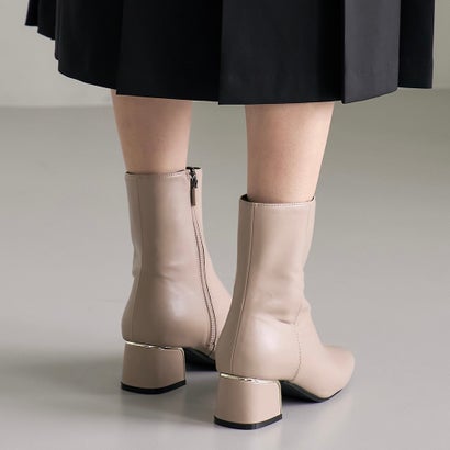 ナチュラルフレックス NATURAL FLEX Unique Chunky Heel Ankle Boots （BEIGE）｜詳細画像