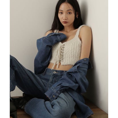 ナチュラルビューティーベーシック NATURAL BEAUTY BASIC デザインニットビスチェ （オリーブグリーン1）｜詳細画像