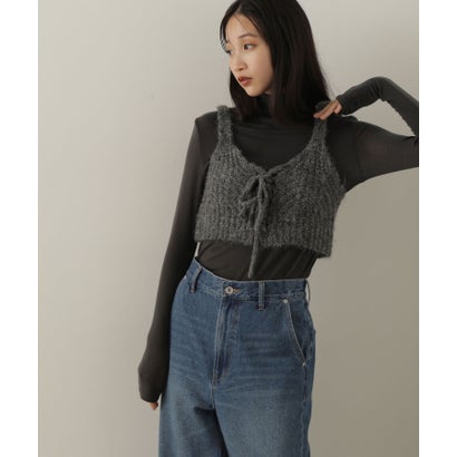 ナチュラルビューティーベーシック NATURAL BEAUTY BASIC デザインニットビスチェ （オリーブグリーン1）｜詳細画像