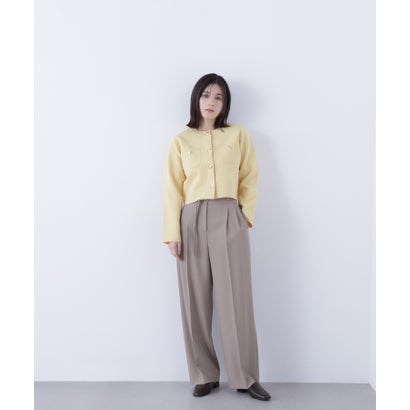 ナチュラルビューティーベーシック NATURAL BEAUTY BASIC ベルテッドツータックワイドパンツ （バターイエロー）｜詳細画像