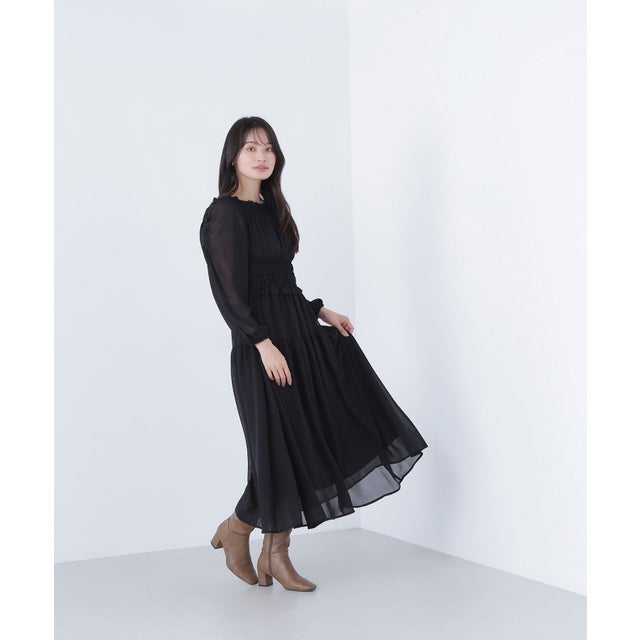 シャーリングシアーワンピース （ブラック）