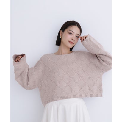 ナチュラルビューティーベーシック NATURAL BEAUTY BASIC ダイヤ柄クロップドニット （イエロー）｜詳細画像