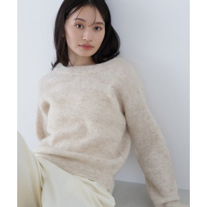 ナチュラルビューティーベーシック NATURAL BEAUTY BASIC アルパカ混クルーネックニット （ブルー）｜詳細画像