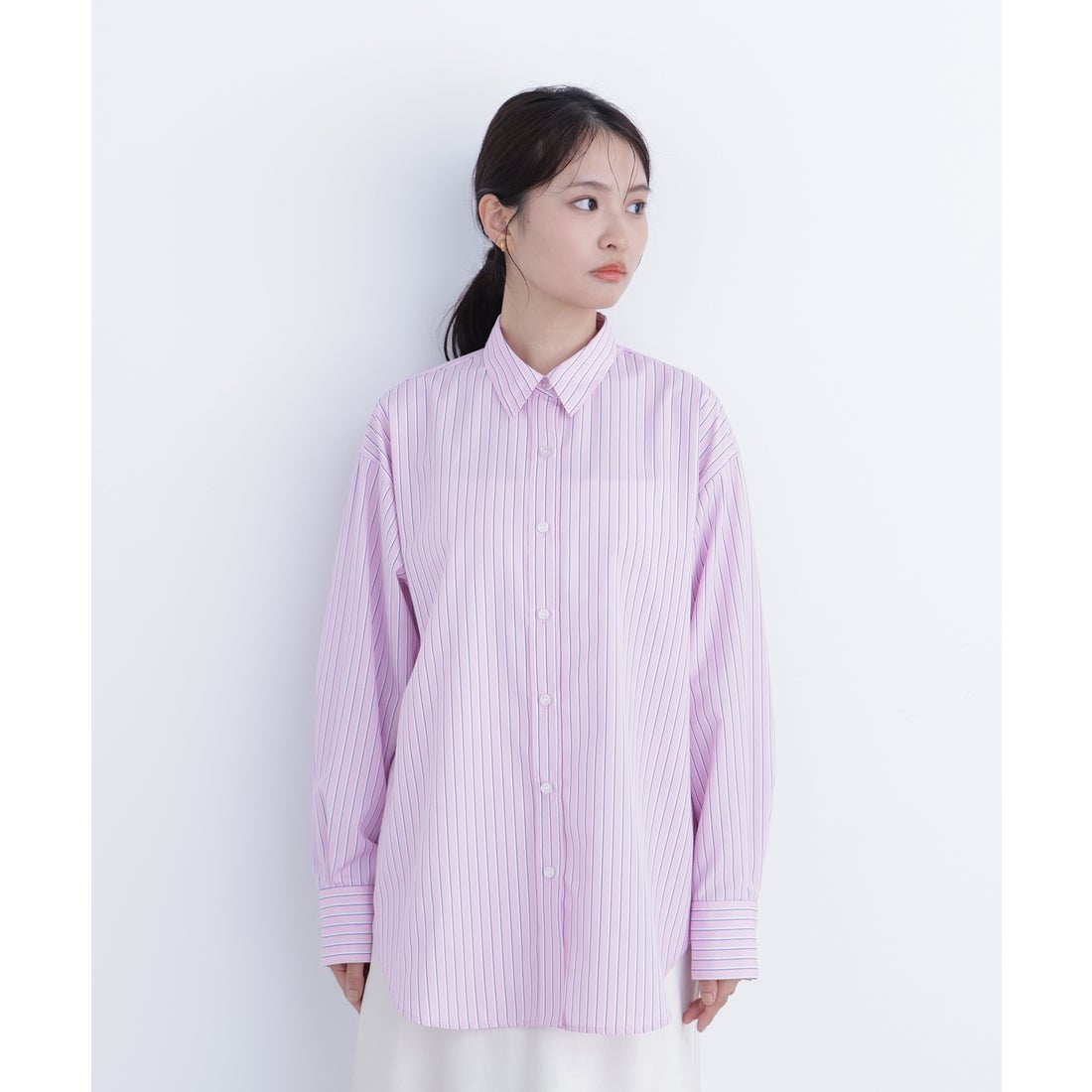 新品 ELLE ピンク ネル素材 ストライプ ナチュラルビューティーベーシック NATURAL BEAUTY BASIC 〈N