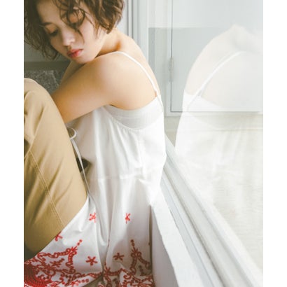 ナチュラルビューティーベーシック NATURAL BEAUTY BASIC 〈N.〉エンブロイダリーキャミチュニック （ブラック×ホワイト刺繍2）｜詳細画像