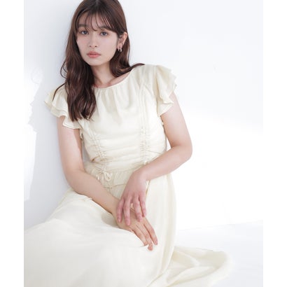 ナチュラルビューティーベーシック NATURAL BEAUTY BASIC ドロストギャザー楊柳ワンピース （ブラックベース2）｜詳細画像