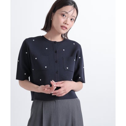 ナチュラルビューティーベーシック NATURAL BEAUTY BASIC ハート刺繍ニットジャケット （ピンク2）｜詳細画像