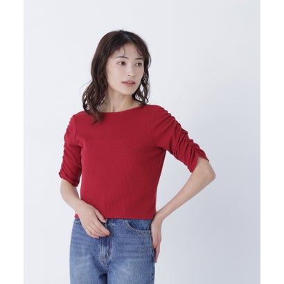 ナチュラルビューティーベーシック NATURAL BEAUTY BASIC 前後2WAYカーディガン差込 （レッド ムジ）｜詳細画像