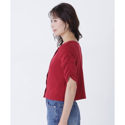 ナチュラルビューティーベーシック NATURAL BEAUTY BASIC 前後2WAYカーディガン差込 （レッド ムジ）｜詳細画像
