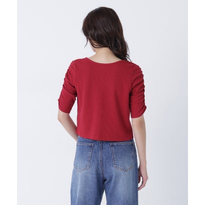 ナチュラルビューティーベーシック NATURAL BEAUTY BASIC 前後2WAYカーディガン差込 （レッド ムジ）｜詳細画像