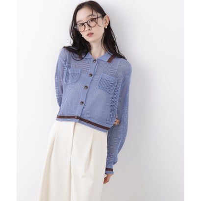 ナチュラルビューティーベーシック NATURAL BEAUTY BASIC メッシュバイカラーニット （ベージュ×ブラック2）｜詳細画像