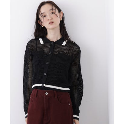 ナチュラルビューティーベーシック NATURAL BEAUTY BASIC メッシュバイカラーニット （ベージュ×ブラック2）｜詳細画像