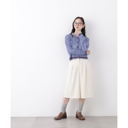 ナチュラルビューティーベーシック NATURAL BEAUTY BASIC メッシュバイカラーニット （ブルー×ブラウン2）｜詳細画像