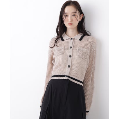 ナチュラルビューティーベーシック NATURAL BEAUTY BASIC メッシュバイカラーニット （ブルー×ブラウン2）｜詳細画像