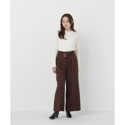 ナチュラルビューティーベーシック NATURAL BEAUTY BASIC ダブルベルトワイドパンツII （グレー）｜詳細画像