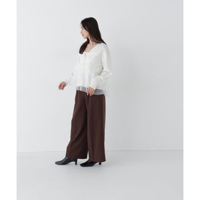 ナチュラルビューティーベーシック NATURAL BEAUTY BASIC ダブルベルトワイドパンツII （グレー）｜詳細画像