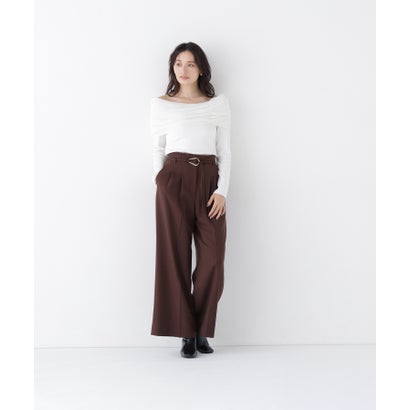 ナチュラルビューティーベーシック NATURAL BEAUTY BASIC ダブルベルトワイドパンツII （グレー）｜詳細画像