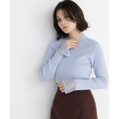 ナチュラルビューティーベーシック NATURAL BEAUTY BASIC シアーフレアカフスリブニット （オフホワイト1）｜詳細画像