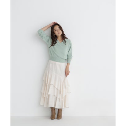 ナチュラルビューティーベーシック NATURAL BEAUTY BASIC ヘアリーソフトスキッパーポロニット （ライトグリーン）｜詳細画像