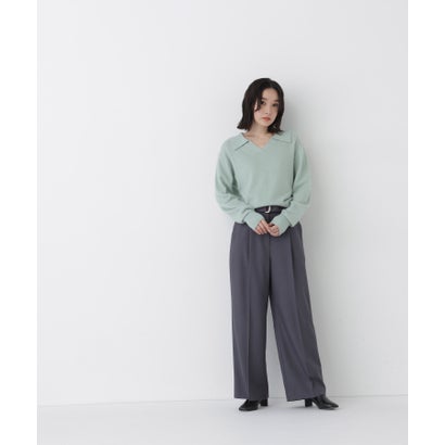 ナチュラルビューティーベーシック NATURAL BEAUTY BASIC ヘアリーソフトスキッパーポロニット （ライトグリーン）｜詳細画像