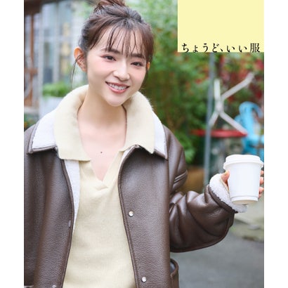 ナチュラルビューティーベーシック NATURAL BEAUTY BASIC ヘアリーソフトスキッパーポロニット （ライトグリーン）｜詳細画像