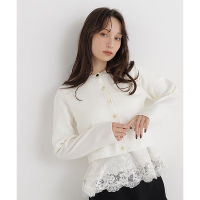 ナチュラルビューティーベーシック NATURAL BEAUTY BASIC 裾レースアンサンブル （ブラック）｜詳細画像