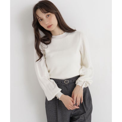 ナチュラルビューティーベーシック NATURAL BEAUTY BASIC プリーツスリーブニット （ネイビー）｜詳細画像