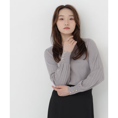 ナチュラルビューティーベーシック NATURAL BEAUTY BASIC プリーツスリーブニット （ネイビー）｜詳細画像