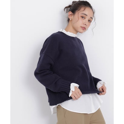 ナチュラルビューティーベーシック NATURAL BEAUTY BASIC クルーネックニット （レッド）｜詳細画像