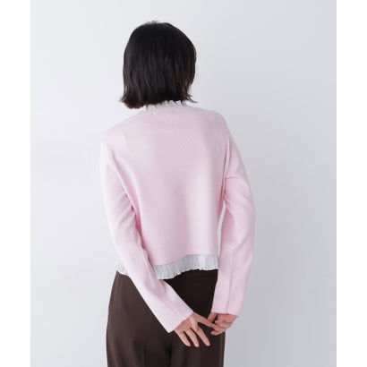 ナチュラルビューティーベーシック NATURAL BEAUTY BASIC シアーフリルトリムカーディガン （ピンク）｜詳細画像