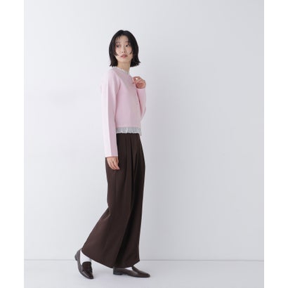 ナチュラルビューティーベーシック NATURAL BEAUTY BASIC シアーフリルトリムカーディガン （ピンク）｜詳細画像