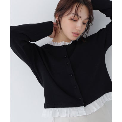 ナチュラルビューティーベーシック NATURAL BEAUTY BASIC シアーフリルトリムカーディガン （ピンク）｜詳細画像